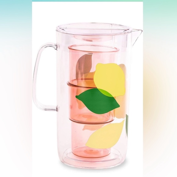 🍋 Kate Spade NY - Acrylic Lemon Pitcher & Set of 2 Cups 🍋 - Picture 1 of 11
